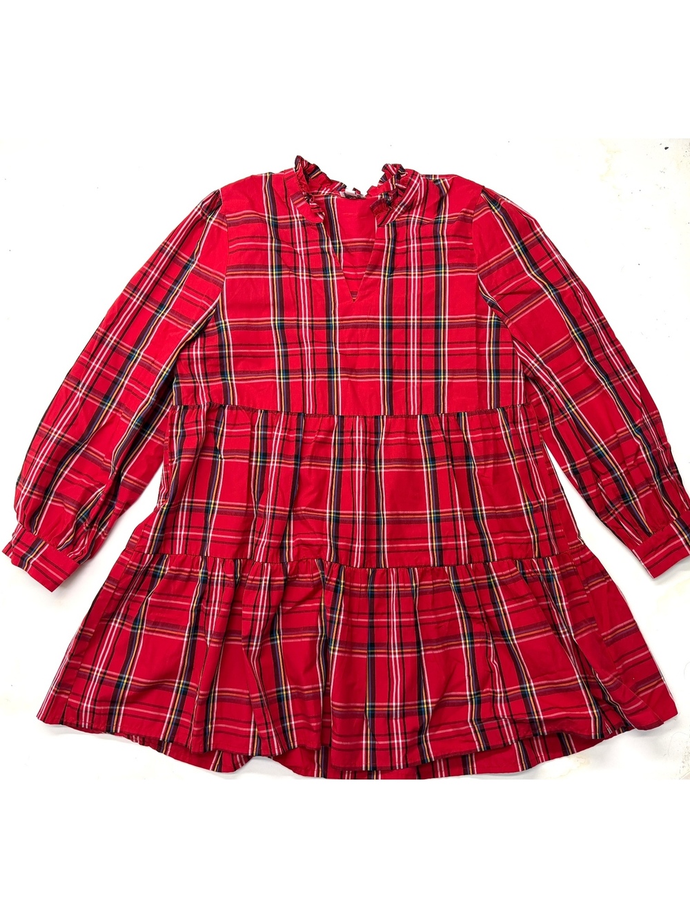 Mud Pie Red Plaid Women’s Tiered Dress Holiday Christmas